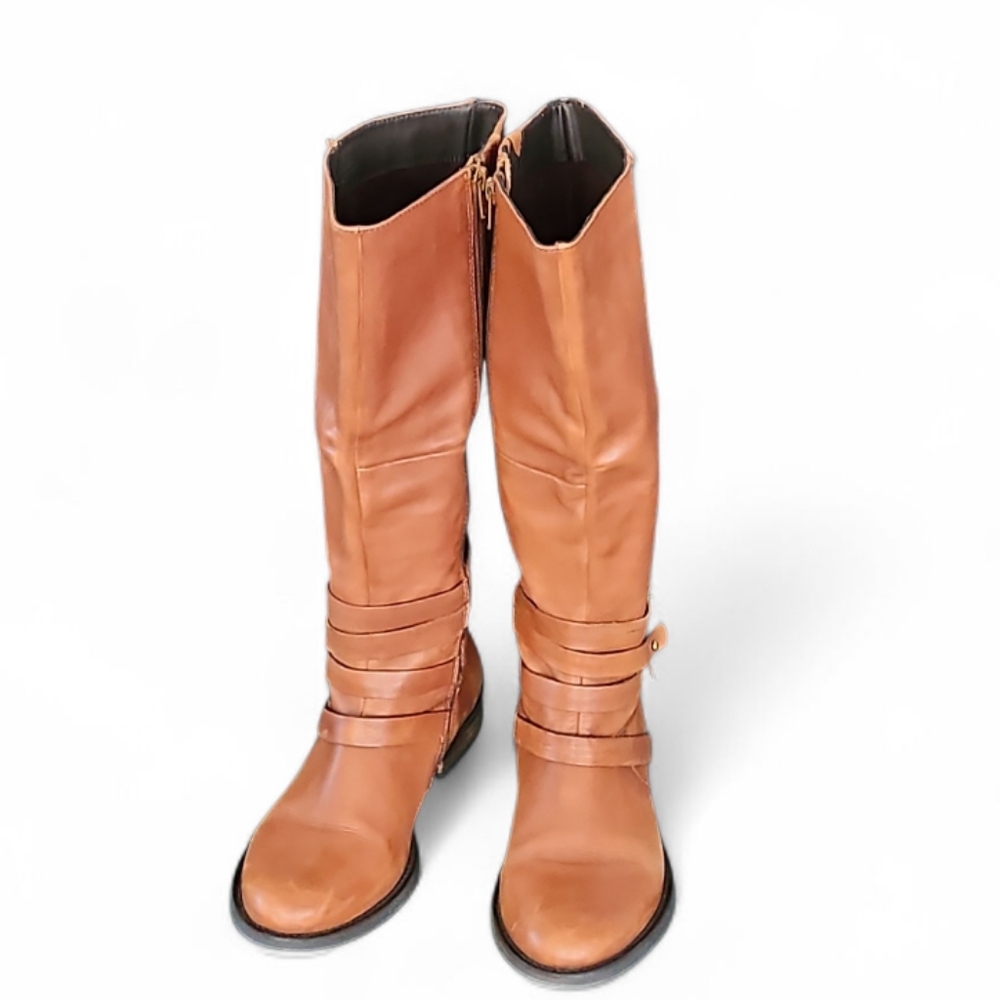 Steve Madden Albany Cognac Leather knee high Riding Boots Women 8